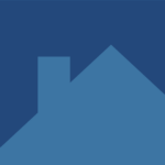 A blue silhouette of a house on a darker blue background