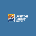 Benton County logo, on a blue background