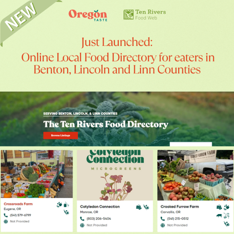 Screen capture of Ten Rivers web-based food directory.