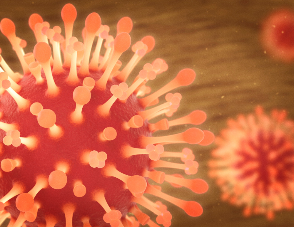 Extreme close-up on a flu virus