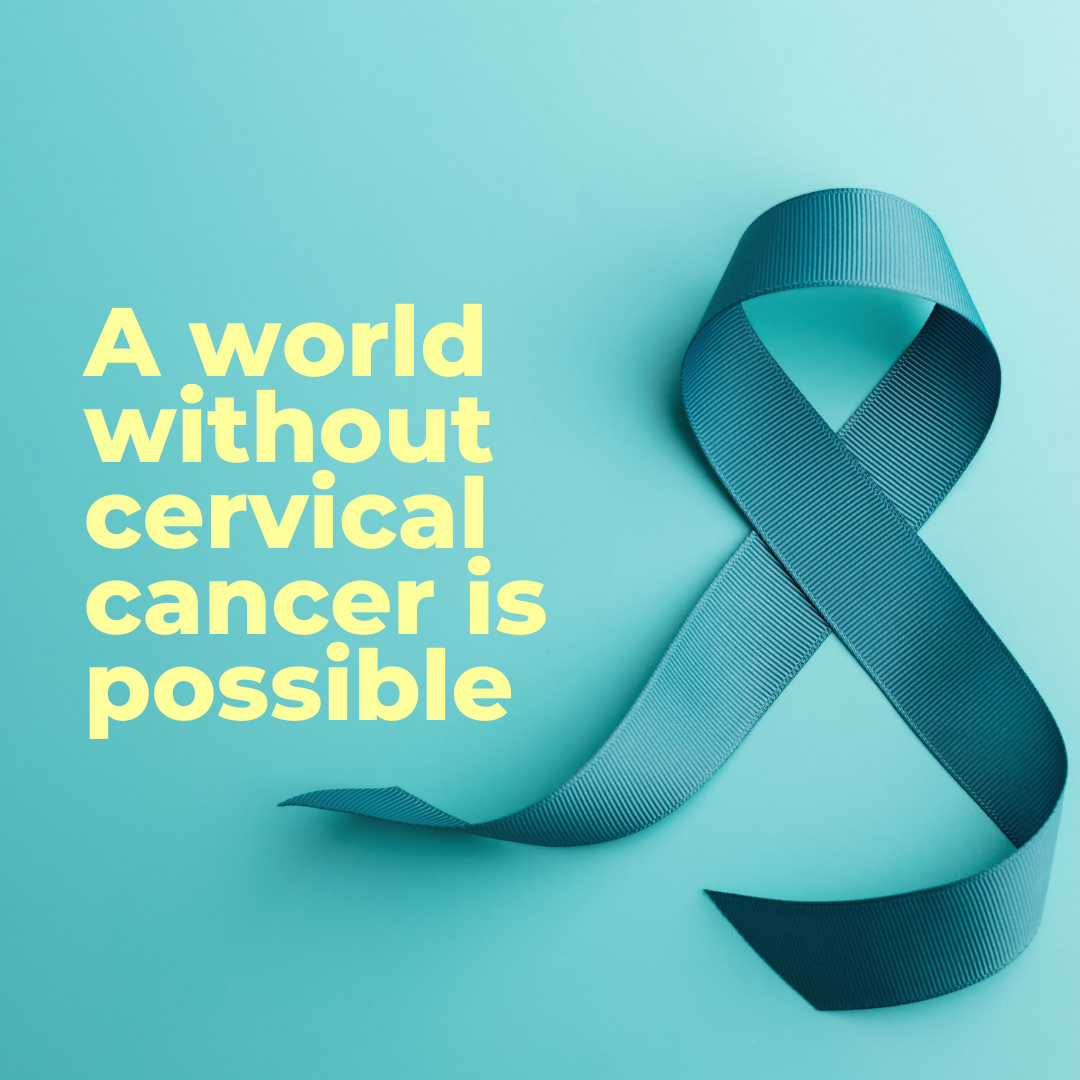 Teal ribbon promoting cervical cancer awareness month.