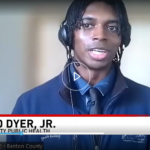 Benton County Public Health’s Gerald Dyer, Jr. being interviewed on Zoom about measles in wastewater by local TV news station KVAL.