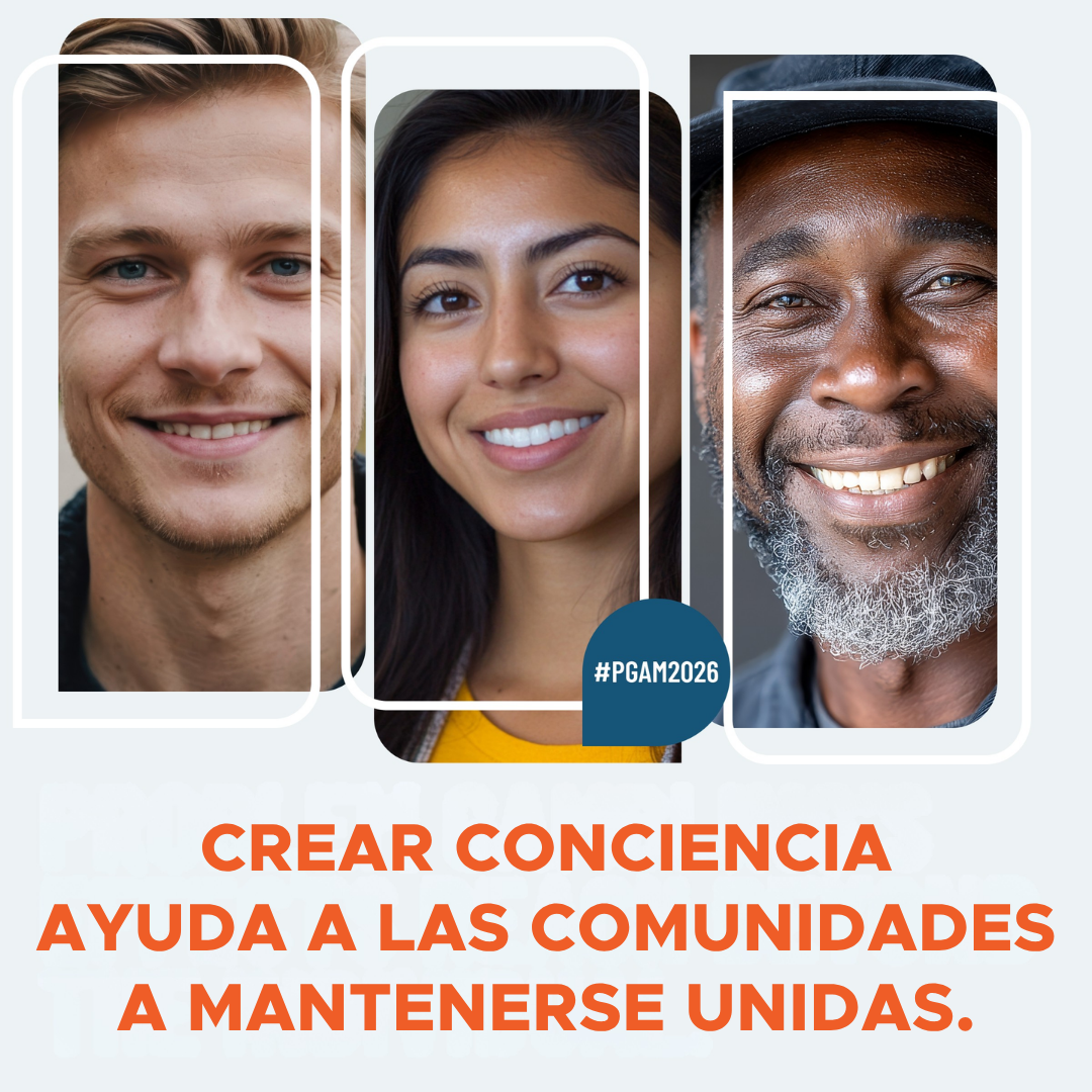 “Crear conciencia ayuda a las comunidades a unirse”, afirma este gráfico que promueve el Mes de crear Conciencia sobre los Problemas con el Juego.