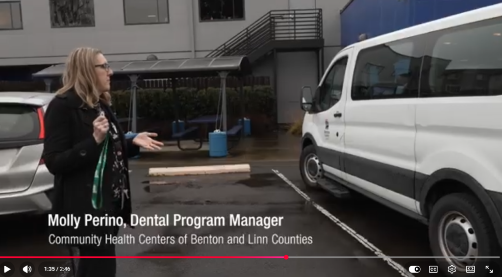 Molly Perino, Dental Program Manager shows off the mobile dental van.
