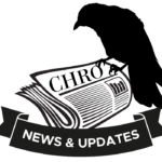 Silhouette of a bird perched on a newspaper labeled ‘CHRO,’ above a banner reading ‘News & Updates.