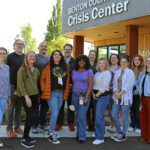 Members of the Benton County crisis services team stand in front of the Benton County Crisis Center in downtown Corvallis.
